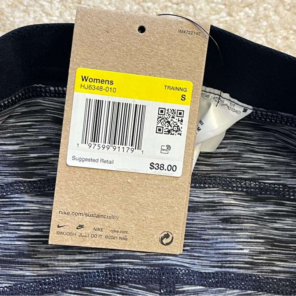 NEW Nike Pro Shorts Womens Small Blue Spacedye High Rise Training Compression - Picture 5 of 11